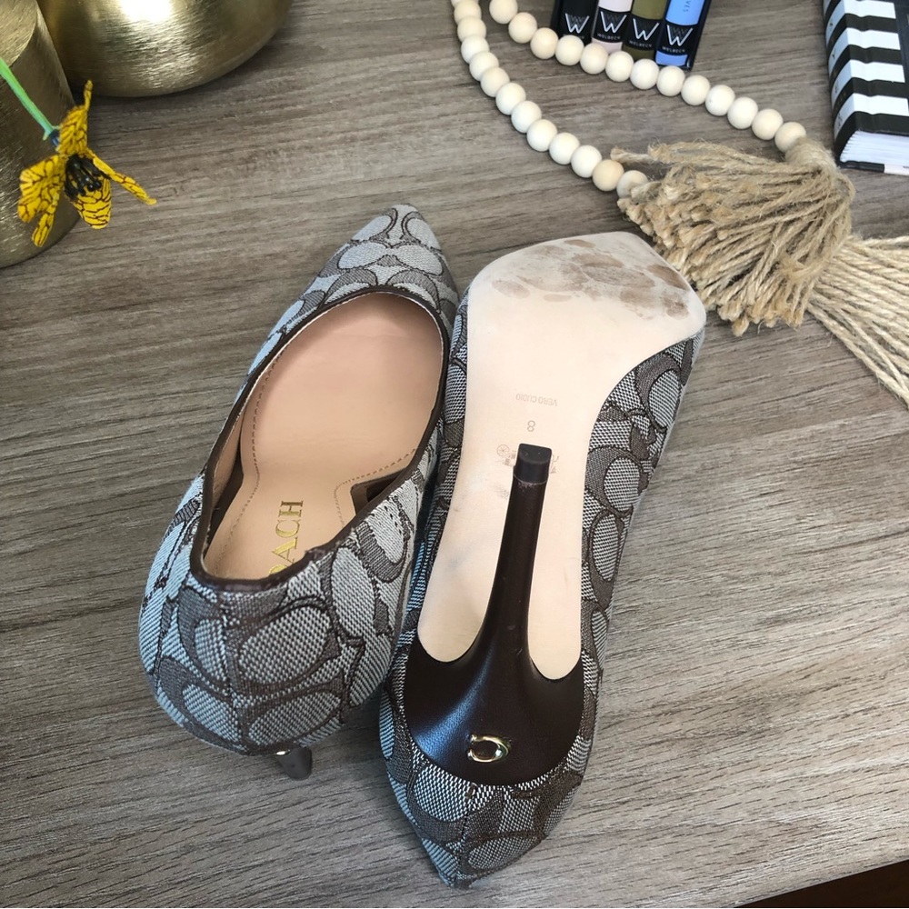 Coach Skyler Pump In Signature Jacquard Brown Pointed Toe Heels 8 - Picture 11 of 12